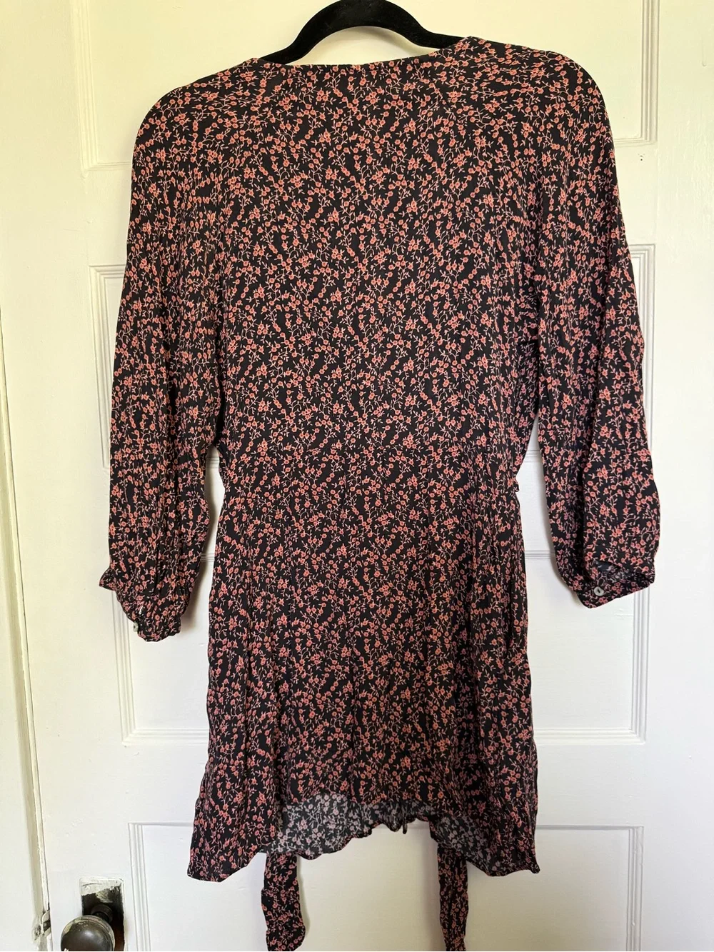 Free People Clara Tunic Mini Dress V-Neckline  & Dainty Floral Print Boho Sz M